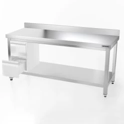 Edelstahl Arbeitstisch PREMIUM - 1800x800mm - Mit Grundboden & Aufkantung -Küchen Verkauf 187a 2s 39cb