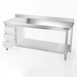 Edelstahl Arbeitstisch PREMIUM - 1800x800mm - Mit Grundboden & Aufkantung -Küchen Verkauf 187a 3s 1b06