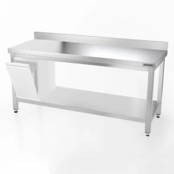 Edelstahl Arbeitstisch PREMIUM - 1800x800mm - Mit Grundboden & Aufkantung -Küchen Verkauf 187a m ef04