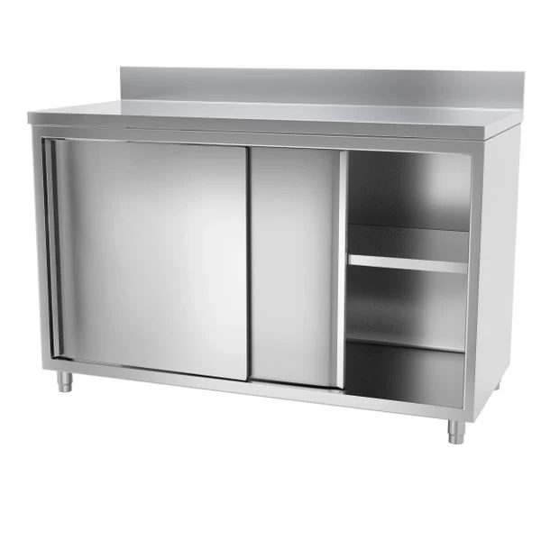 Edelstahl Arbeitsschrank ECO - 1400x600mm - Mit Schiebetür Und Aufkantung 4 Edelstahl Arbeitsschrank ECO - 1400x600mm - Mit Schiebetür Und Aufkantung – Bild 4