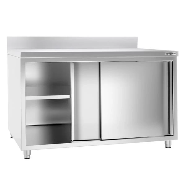 Edelstahl Arbeitsschrank PREMIUM - 1600x800mm - Mit Schiebetür & Aufkantung 2 Edelstahl Arbeitsschrank PREMIUM - 1600x800mm - Mit Schiebetür & Aufkantung – Bild 2