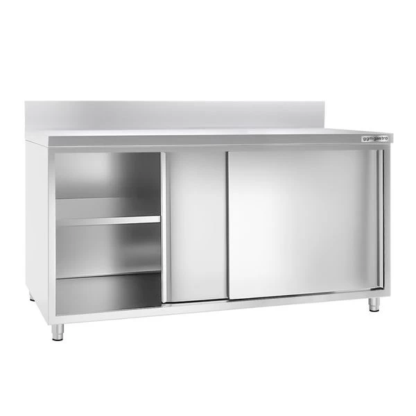 Edelstahl Arbeitsschrank PREMIUM - 1800x600mm - Mit Schiebetür & Aufkantung 2 Edelstahl Arbeitsschrank PREMIUM - 1800x600mm - Mit Schiebetür & Aufkantung – Bild 2