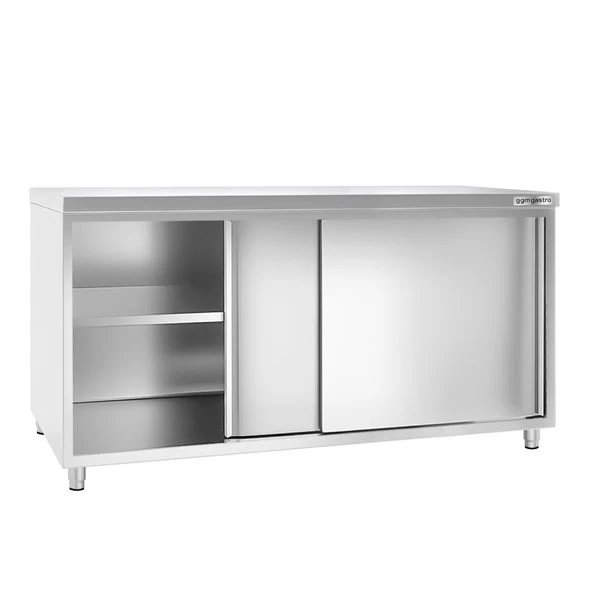 Edelstahl Arbeitsschrank PREMIUM - 1800x600mm - Mit Schiebetür Ohne Aufkantung 2 Edelstahl Arbeitsschrank PREMIUM - 1800x600mm - Mit Schiebetür Ohne Aufkantung – Bild 2