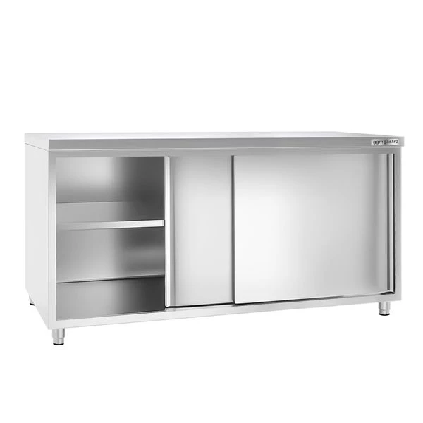Edelstahl Arbeitsschrank PREMIUM - 2000x600mm - Mit Schiebetür Ohne Aufkantung 2 Edelstahl Arbeitsschrank PREMIUM - 2000x600mm - Mit Schiebetür Ohne Aufkantung – Bild 2