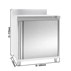 Edelstahl Arbeitsschrank PREMIUM - 600x700mm - Mit Flügeltür & Aufkantung