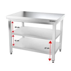 Edelstahl Arbeitstisch PREMIUM - 1000x800mm - Mit Grundboden Ohne Aufkantung -Küchen Verkauf ATK108 005 380b