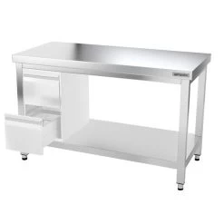 Edelstahl Arbeitstisch PREMIUM - 1200x600mm - Mit Grundboden Ohne Aufkantung -Küchen Verkauf ATK126 008 4845