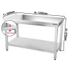Edelstahl Arbeitstisch PREMIUM - 1200x600mm - Mit Grundboden Ohne Aufkantung