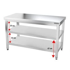 Edelstahl Arbeitstisch PREMIUM - 1400x600mm - Mit Grundboden Ohne Aufkantung -Küchen Verkauf ATK146 005 e8b8