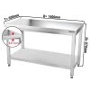 Edelstahl Arbeitstisch PREMIUM - 1400x600mm - Mit Grundboden Ohne Aufkantung