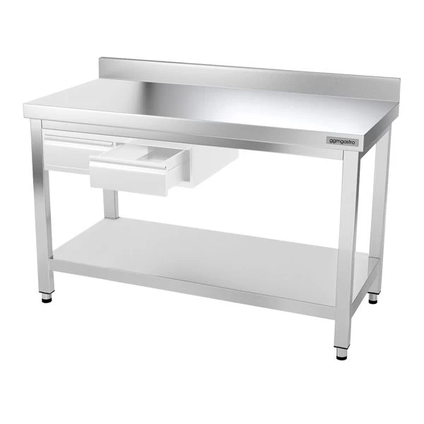 Edelstahl Arbeitstisch PREMIUM - 1400x800mm - Mit Grundboden & Aufkantung 7 Edelstahl Arbeitstisch PREMIUM - 1400x800mm - Mit Grundboden & Aufkantung – Bild 7