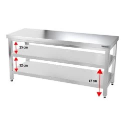 Edelstahl Arbeitstisch PREMIUM - 1600x600mm - Mit Grundboden Ohne Aufkantung -Küchen Verkauf ATK166 004 c02f
