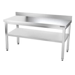 Edelstahl Arbeitstisch PREMIUM - 1600x700mm - Mit Grundboden & Aufkantung -Küchen Verkauf ATK167A 003 f57f