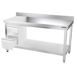 Edelstahl Arbeitstisch PREMIUM - 1600x700mm - Mit Grundboden & Aufkantung -Küchen Verkauf ATK167A 007 605c