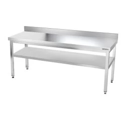 Edelstahl Arbeitstisch PREMIUM - 1800x600mm - Mit Grundboden & Aufkantung -Küchen Verkauf ATK186A 005 767d