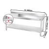 Edelstahl Arbeitstisch PREMIUM - 1800x600mm - Mit Grundboden & Aufkantung