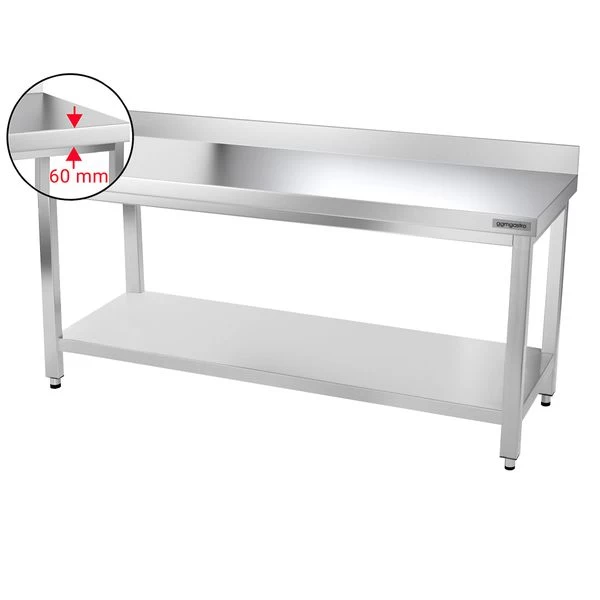 Edelstahl Arbeitstisch PREMIUM - 1800x700mm - Mit Grundboden & Aufkantung 2 Edelstahl Arbeitstisch PREMIUM - 1800x700mm - Mit Grundboden & Aufkantung – Bild 2