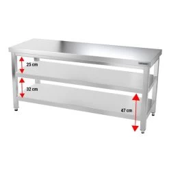Edelstahl Arbeitstisch PREMIUM - 1800x800mm - Mit Grundboden Ohne Aufkantung -Küchen Verkauf ATK188 004 fcfe