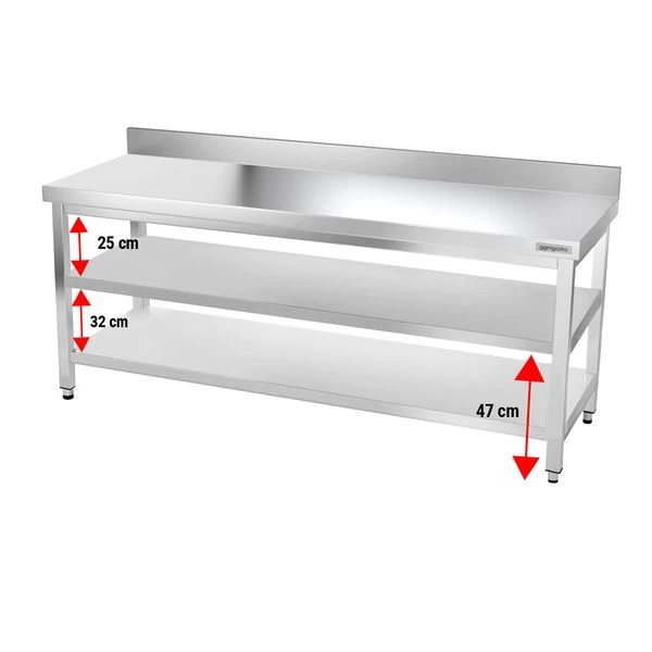 Edelstahl Arbeitstisch PREMIUM - 2000x600mm - Mit Grundboden & Aufkantung 3 Edelstahl Arbeitstisch PREMIUM - 2000x600mm - Mit Grundboden & Aufkantung – Bild 3