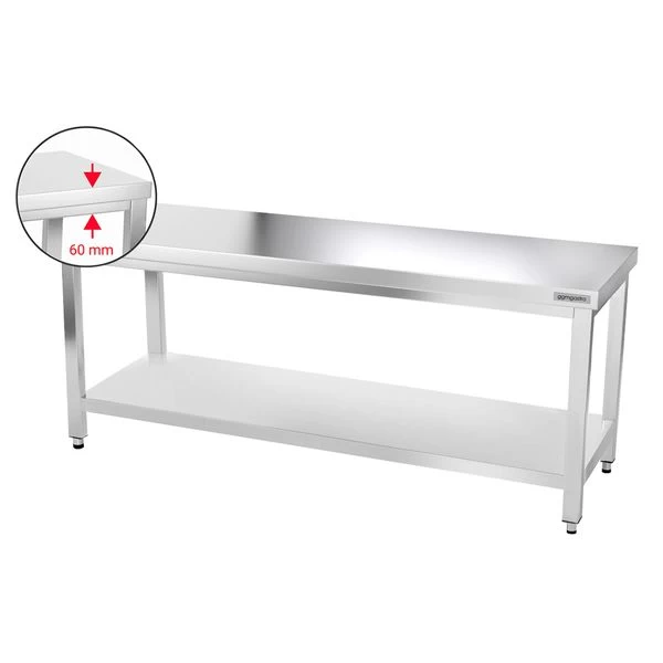 Edelstahl Arbeitstisch PREMIUM - 2000x800mm - Mit Grundboden Ohne Aufkantung 2 Edelstahl Arbeitstisch PREMIUM - 2000x800mm - Mit Grundboden Ohne Aufkantung – Bild 2