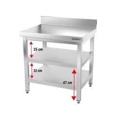 Edelstahl Arbeitstisch PREMIUM - 700x600mm - Mit Grundboden & Aufkantung -Küchen Verkauf ATK76A 003 b72c
