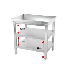 Edelstahl Arbeitstisch PREMIUM - 800x600mm - Mit Grundboden Ohne Aufkantung -Küchen Verkauf ATK86 004 1fcd