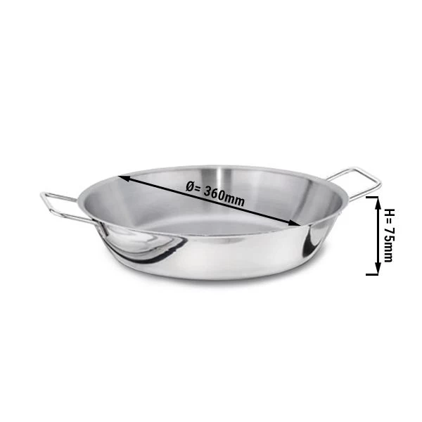 Paella Pfanne Aus Edelstahl - Ø 360 Mm - Höhe: 75 Mm 1 Paella Pfanne Aus Edelstahl - Ø 360 Mm - Höhe: 75 Mm