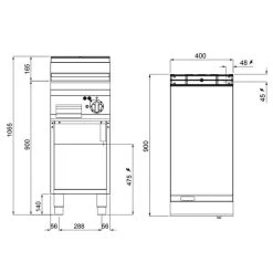 Elektro Bratplatte - 5,7 KW - Glatt - Mit Glänzendem Finish -Küchen Verkauf EBPGGB499F drawing ee97