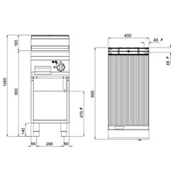 Elektro Bratplatte - 5,7 KW - Gerillt -Küchen Verkauf EGB499MG drawing 3a18