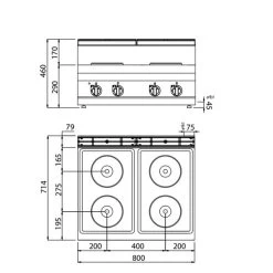 Elektroherd - 10,4 KW - 4 Platten Rund 8 Elektroherd - 10,4 KW - 4 Platten Rund -Küchen Verkauf EHB873E drawing 57a3