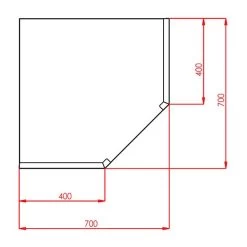 Edelstahl Eck - Wandhängeschrank - 700x400mm - Mit Flügeltür - Höhe: 650mm 9 Edelstahl Eck - Wandhängeschrank - 700x400mm - Mit Flügeltür - Höhe: 650mm -Küchen Verkauf EHR77 drawing 2 6d3e