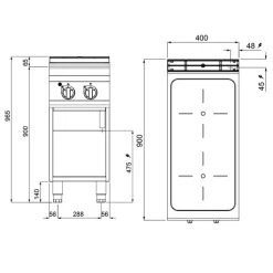 Induktionsherd - 8 KW - 2 Kochfelder 12 Induktionsherd - 8 KW - 2 Kochfelder -Küchen Verkauf EIB499M Drawing 3fdc