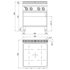 Infrarotherd - 16 KW - 4 Kochfelder -Küchen Verkauf EIB899M drawing 42e5