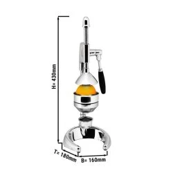 Manuelle Fruchtsaftpresse - Silber - O-Fuß - Mit Tropf-Auffangschale