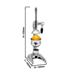 Manuelle Fruchtsaftpresse - Silber - U-Fuß - Mit Tropf-Auffangschale