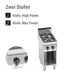 Gasherd - 14 KW - 2 Brenner -Küchen Verkauf GHB471P stufen2 fab6