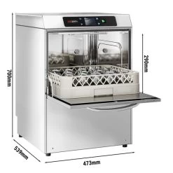 Doppelwandige Gläserspülmaschine - 3,4 KW - Mit Ablauf, Reiniger- & Klarspülerpumpe & Wi-Fi Option