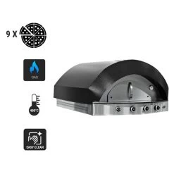 Gas Pizzaofen - Schwarz - 9x 25cm - Manuell -Küchen Verkauf GPOE15B Icons 0a5a