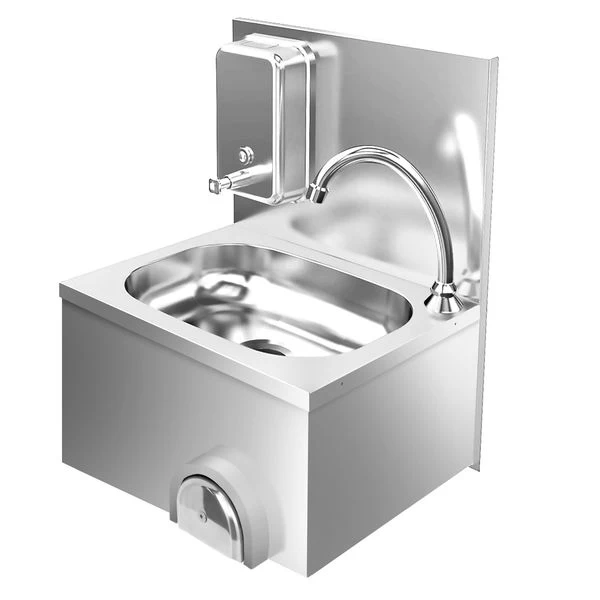 Handwaschbecken Aus Edelstahl Mit Kniebedienung & Seifenspender 3 Handwaschbecken Aus Edelstahl Mit Kniebedienung & Seifenspender – Bild 3