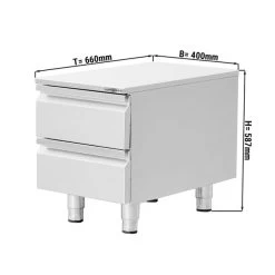 Edelstahl Schubladenschrank - 0,4 M - Mit 2 Schubladen