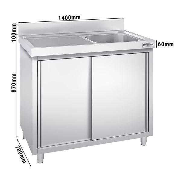 Spülschrank PREMIUM - 1400x700mm - Mit 1 Becken Rechts 1 Spülschrank PREMIUM - 1400x700mm - Mit 1 Becken Rechts