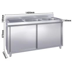 Spülschrank PREMIUM - 1400x700mm - Mit 2 Becken Rechts