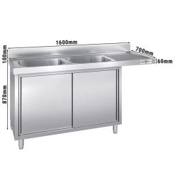 Spülmaschinen Spülschrank - 1600x700mm - Mit 2 Becken Links