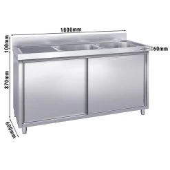 Spülschrank PREMIUM - 1800x600mm - Mit 2 Becken Rechts