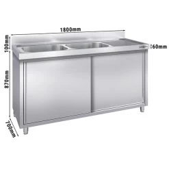 Spülschrank PREMIUM - 1800x700mm - Mit 2 Becken Links
