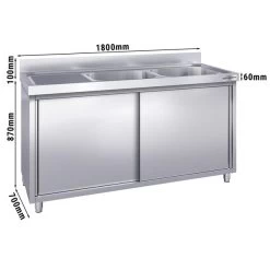 Spülschrank PREMIUM - 1800x700mm - Mit 2 Becken Rechts