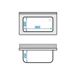 Topfspülschrank - 1000x600mm - Mit 1 Becken -Küchen Verkauf SSR106T1 drawing 549b