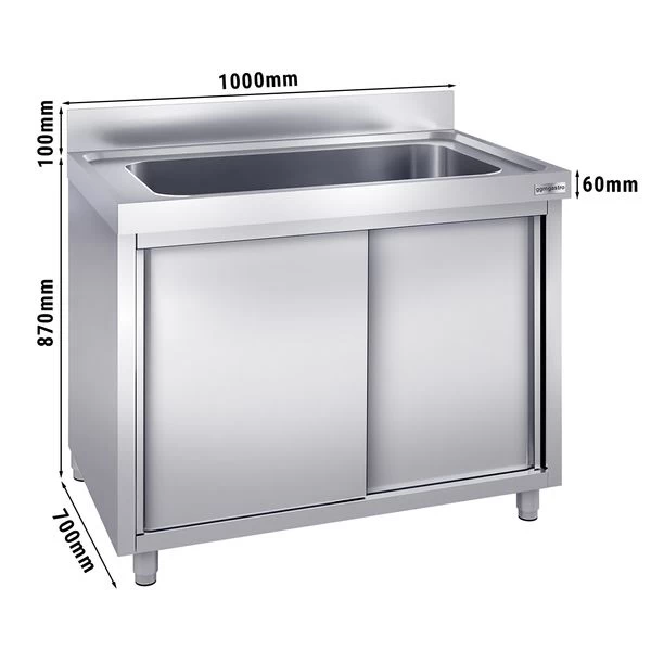 Topfspülschrank - 1000x700mm - Mit 1 Becken 1 Topfspülschrank - 1000x700mm - Mit 1 Becken