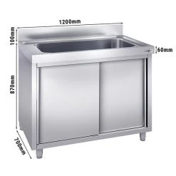 Topfspülschrank - 1200x700mm - Mit 1 Becken