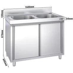 Spülschrank PREMIUM - 1600x600mm - Mit 2 Becken Mittig